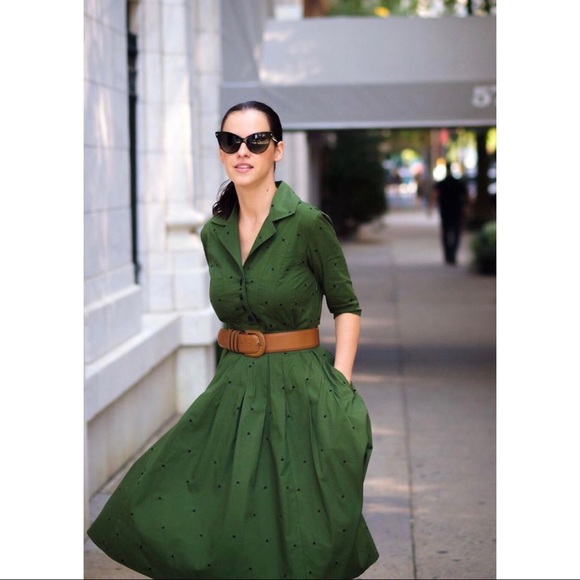 eshakti Dresses & Skirts - eshakti Green Polka Dot Pinup Dress Size 4X Retro